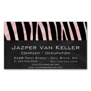 Zebra Black and Pink Print Magnetic Business Card