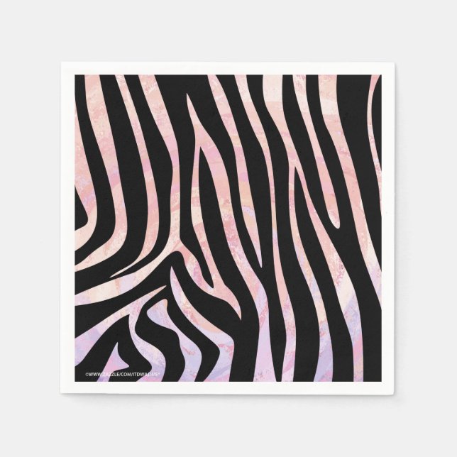 Zebra Black and Pink Print Napkin (Front)