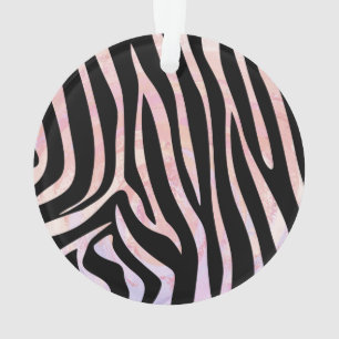 Zebra Black and Pink Print Ornament