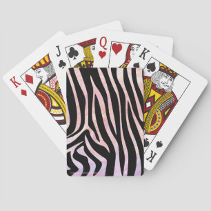 Zebra Black and Pink Print Playing Cards