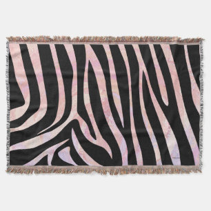 Zebra Black and Pink Print Throw Blanket