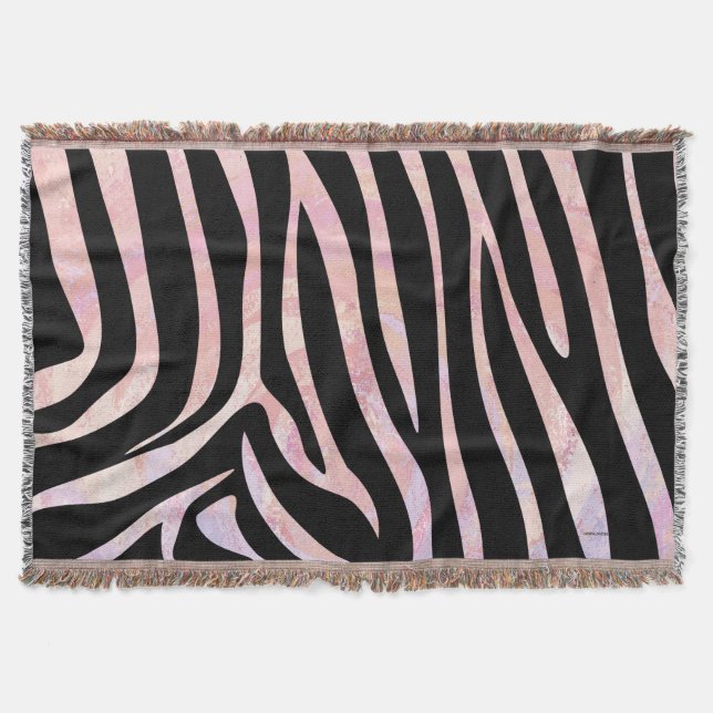 Zebra Black and Pink Print Throw Blanket (Front)