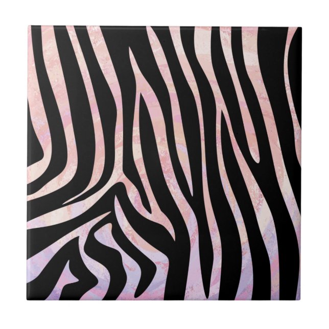 Zebra Black and Pink Print Tile (Front)