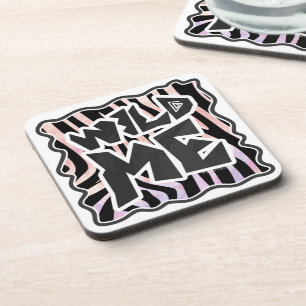 Zebra Black and Pink Wild me Coaster