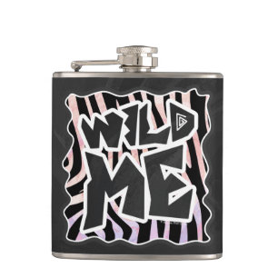 Zebra Black and Pink Wild me Hip Flask