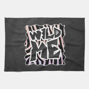 Zebra Black and Pink Wild me Kitchen Towel