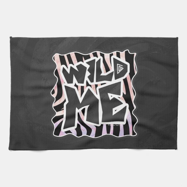 Zebra Black and Pink Wild me Kitchen Towel (Horizontal)