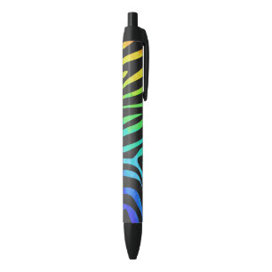 Zebra Black and Rainbow Print Black Ink Pen