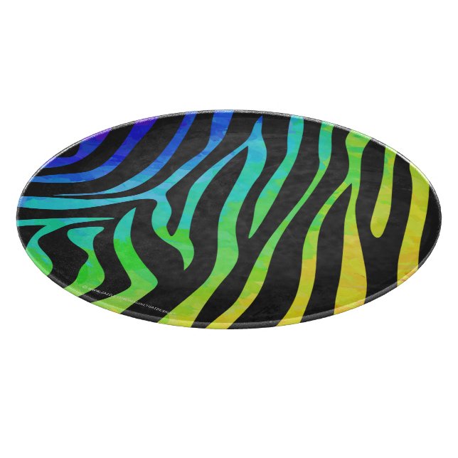 Zebra Black and Rainbow Print Cutting Board (Corner)