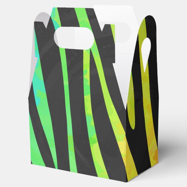 Zebra Black and Rainbow Print Favor Box (Opened)