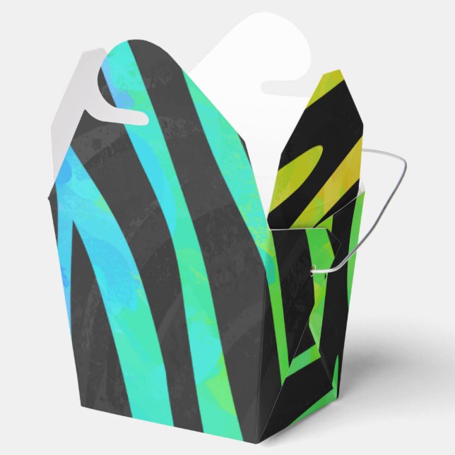 Zebra Black and Rainbow Print Favor Box (Opened)