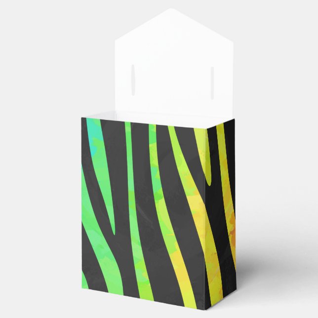 Zebra Black and Rainbow Print Favor Box (Opened)