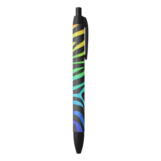 Zebra Black and Rainbow Print Ink Pen (Bottom (Vertical))
