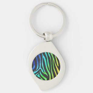 Zebra Black and Rainbow Print Keychain