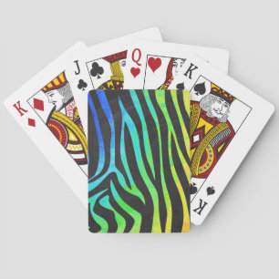 Zebra Black and Rainbow Print Playing Cards