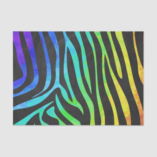 Zebra Black and Rainbow Print Tissue Paper (Front)