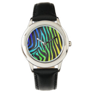 Zebra Black and Rainbow Print Watch
