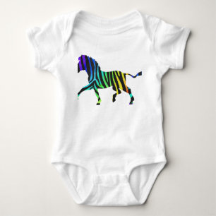 Zebra Black and Rainbow Silhouette Baby Bodysuit