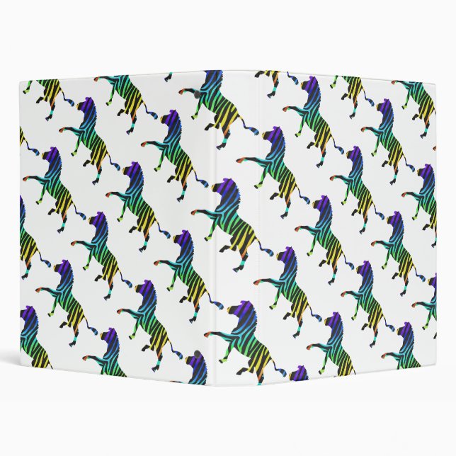 Zebra Black and Rainbow Silhouette Binder (Background)
