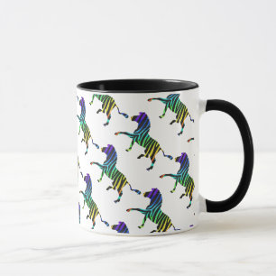 Zebra Black and Rainbow Silhouette Mug