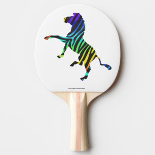 Zebra Black and Rainbow Silhouette Ping Pong Paddle
