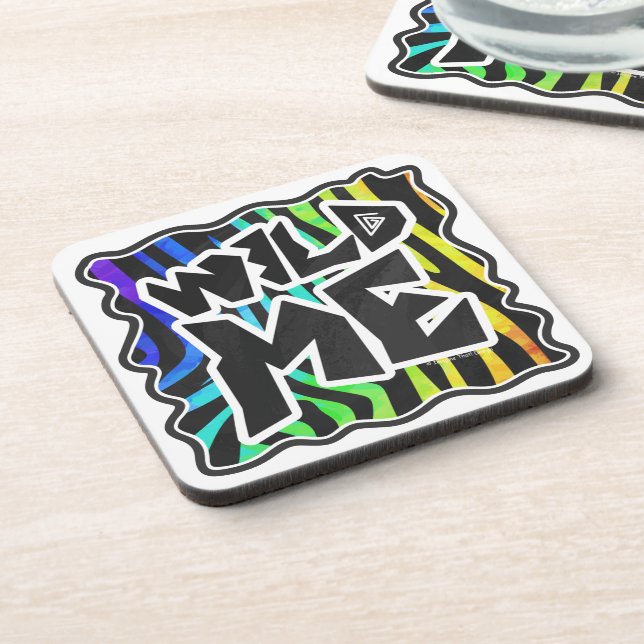 Zebra Black and Rainbow Wild Me Coaster (Left Side)