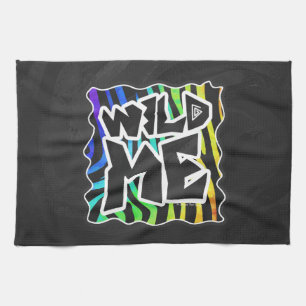Zebra Black and Rainbow Wild Me Kitchen Towel