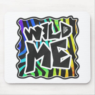Zebra Black and Rainbow Wild Me Mouse Pad