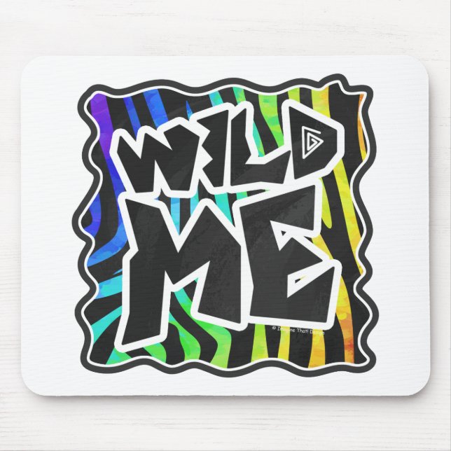 Zebra Black and Rainbow Wild Me Mouse Pad (Front)