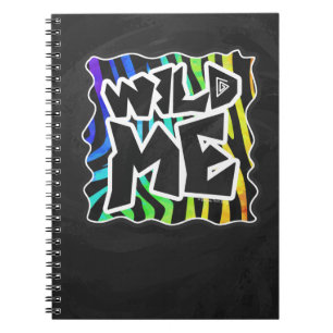 Zebra Black and Rainbow Wild Me Notebook