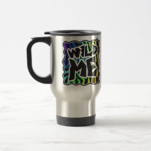 Zebra Black and Rainbow Wild Me Travel Mug