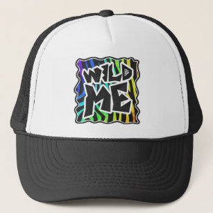 Zebra Black and Rainbow Wild Me Trucker Hat