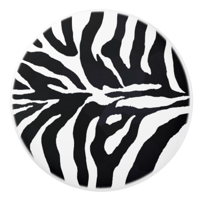 Zebra Black and White Animal Print Cabinet Pulls (Front)
