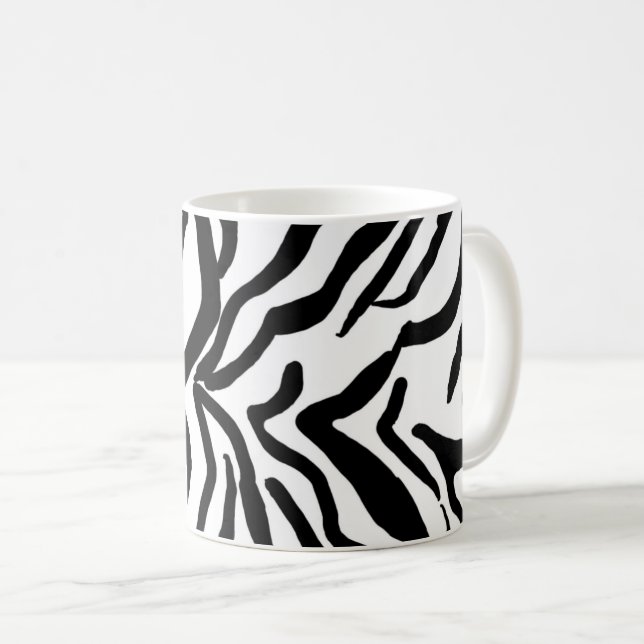 Zebra Black And White Hide Fur Pattern Coffee Mug (Front Right)