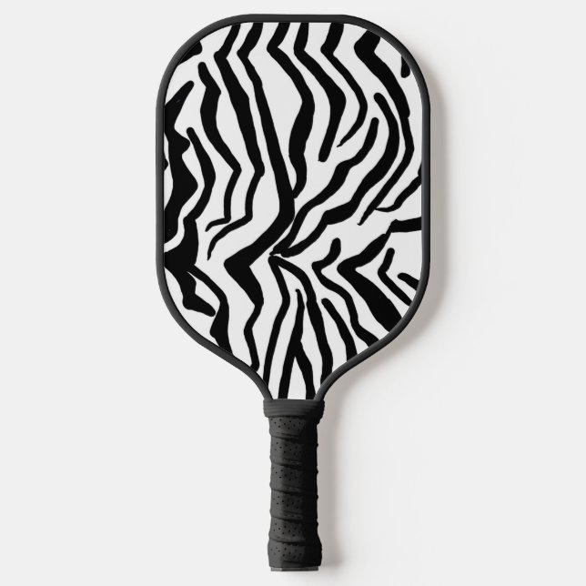 Zebra Black And White Hide Fur Pattern Pickleball Paddle (Front)
