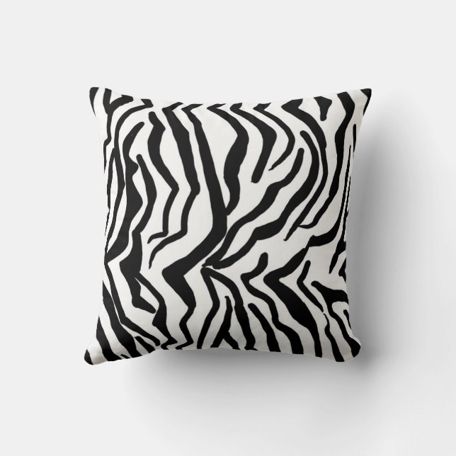 Zebra Black And White Hide Fur Pattern Throw Pillow (Back)