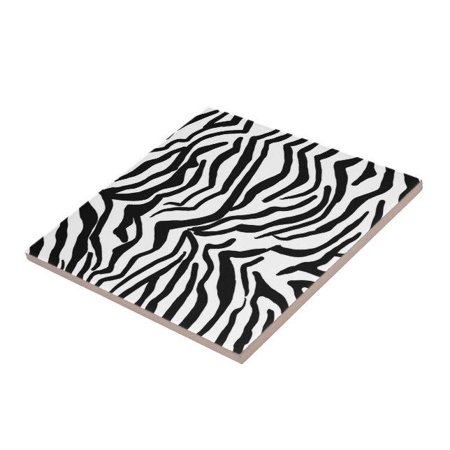 Zebra Black And White Hide Fur Pattern Tile (Side)