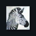 Zebra Black and White Portrait Small Canvas Print<br><div class="desc">Zebra print from original oil on canvas by Sue Maas</div>
