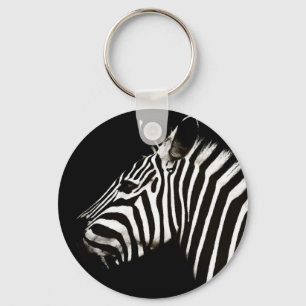 Zebra Black and White Stripes Animal Keychain