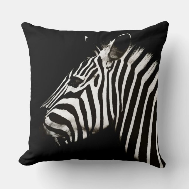Zebra Black and White Stripes Animal Throw Pillow (Front)