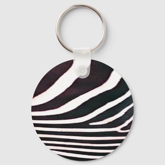 Zebra Black and White Stripes Print Keychain (Front)