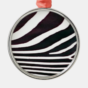Zebra Black and White Stripes Print Metal Ornament