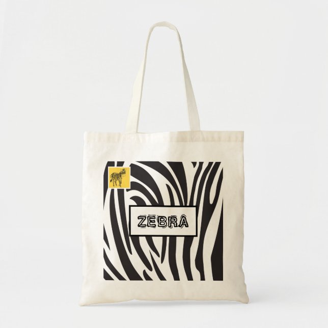 Zebra Black and White Stripes, Trendy design Tote Bag (Front)