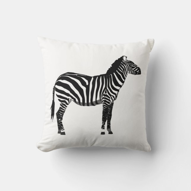 Zebra - Black and White Throw Pillow (Front)