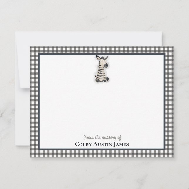 Zebra Black Baby Shower Thank You Card (Front)