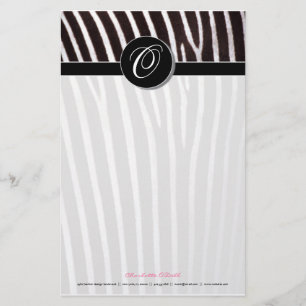 zebra; black monogram stationery