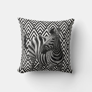 Zebra Black White Art Deco Geometry Urban Throw Pillow