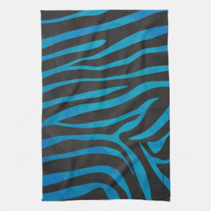 Zebra Blue and Black Print Kitchen Towel