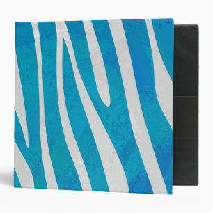 Zebra Blue and White Print Binder