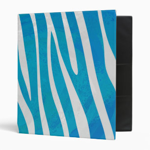 Zebra Blue and White Print Binder
